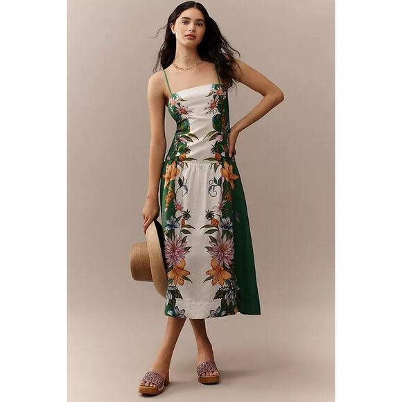 FARM Rio Dresses & Skirts - NEW NWT Farm Rio Sweet Bloom Dreamscape Linen Blend Sleeveless Midi Dress Size L